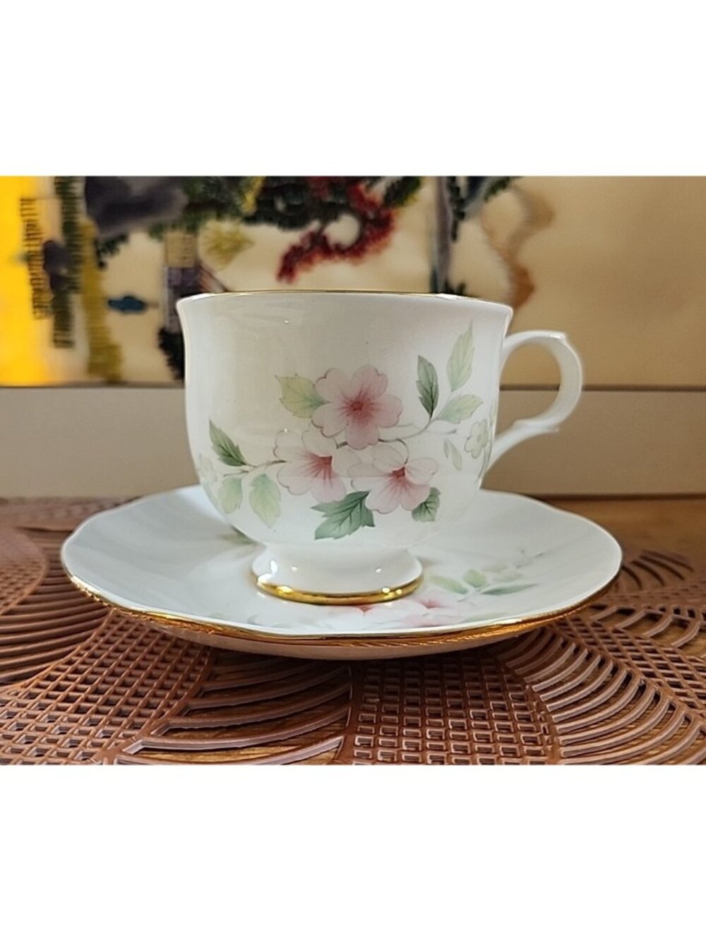 Vintage Sadler Wellington Fine Bone China Teacup & Saucer Set Pink Flowers